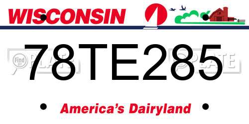 78TE285 Wisconsin License Plate