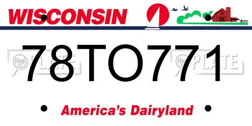 78TO771 Wisconsin License Plate