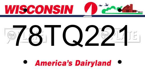 78TQ221 Wisconsin License Plate