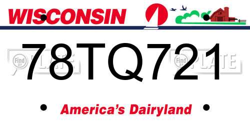 78TQ721 Wisconsin License Plate