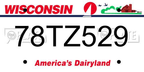 78TZ529 Wisconsin License Plate