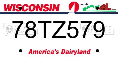 78TZ579 Wisconsin License Plate
