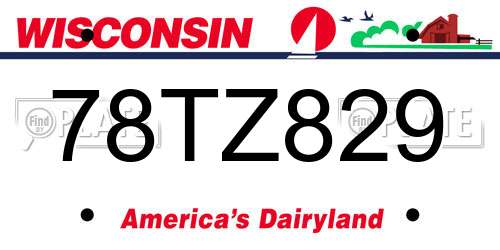 78TZ829 Wisconsin License Plate