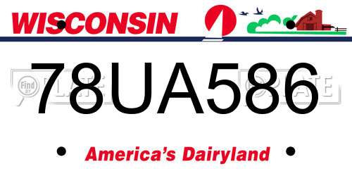 78UA586 Wisconsin License Plate