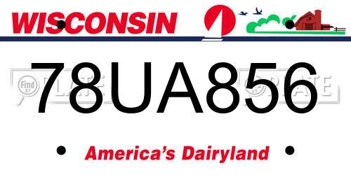 78UA856 Wisconsin License Plate