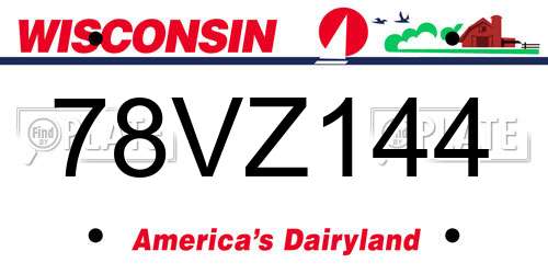 78VZ144 Wisconsin License Plate