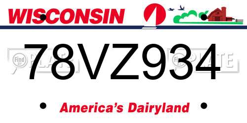 78VZ934 Wisconsin License Plate