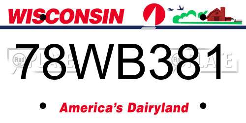 78WB381 Wisconsin License Plate