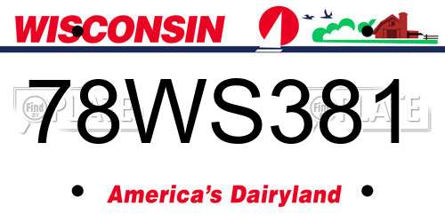 78WS381 Wisconsin License Plate