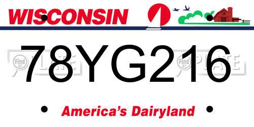 78YG216 Wisconsin License Plate