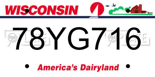 78YG716 Wisconsin License Plate