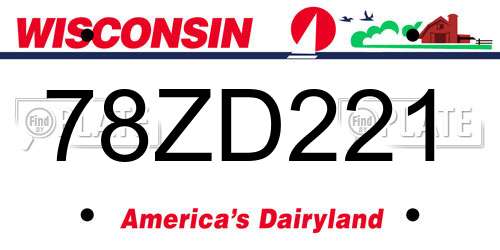 78ZD221 Wisconsin License Plate
