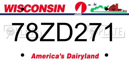 78ZD271 Wisconsin License Plate