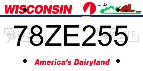 78ZE255 Wisconsin License Plate