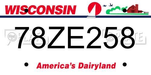 78ZE258 Wisconsin License Plate