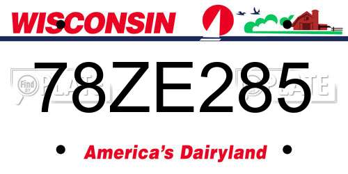78ZE285 Wisconsin License Plate