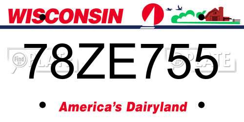 78ZE755 Wisconsin License Plate