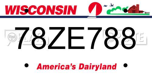 78ZE788 Wisconsin License Plate