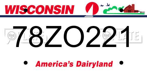78ZO221 Wisconsin License Plate