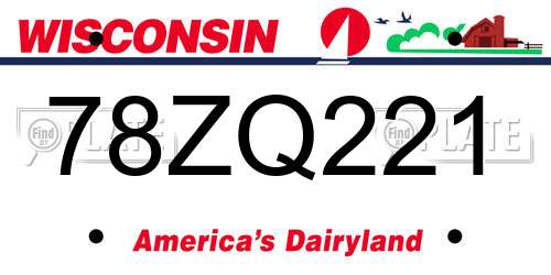78ZQ221 Wisconsin License Plate