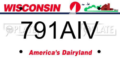 791AIV Wisconsin License Plate