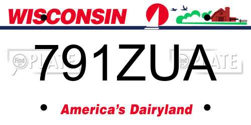 791ZUA Wisconsin License Plate