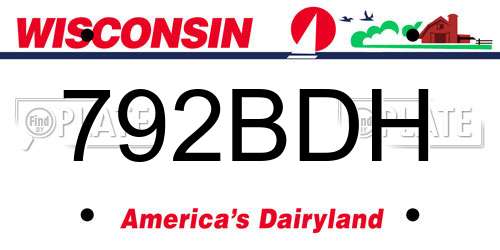 792BDH Wisconsin License Plate