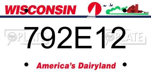 792E12 Wisconsin License Plate