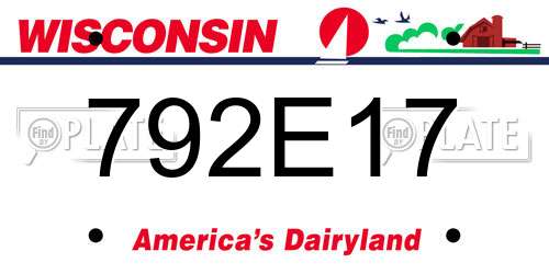 792E17 Wisconsin License Plate