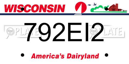 792EI2 Wisconsin License Plate