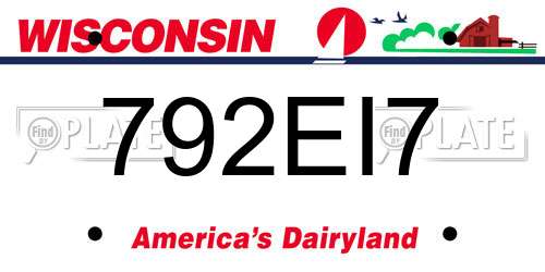 792EI7 Wisconsin License Plate