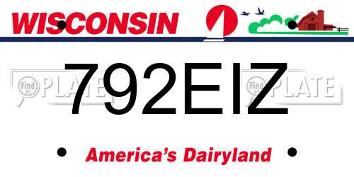 792EIZ Wisconsin License Plate