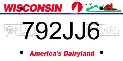 792JJ6 Wisconsin License Plate
