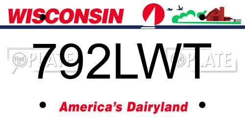 792LWT Wisconsin License Plate