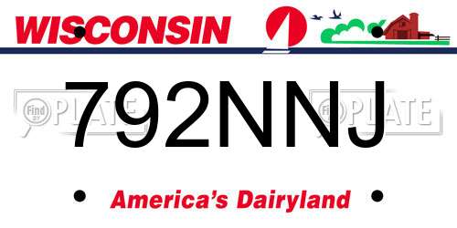 792NNJ Wisconsin License Plate