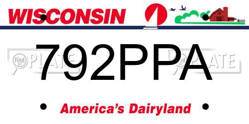 792PPA Wisconsin License Plate