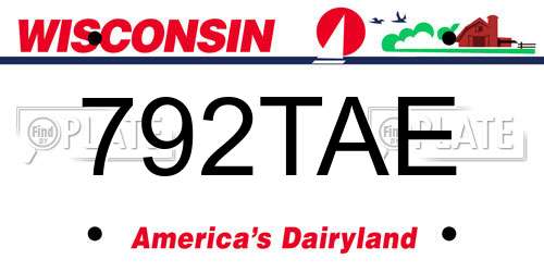 792TAE Wisconsin License Plate