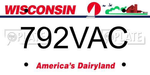 792VAC Wisconsin License Plate