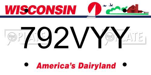 792VYY Wisconsin License Plate