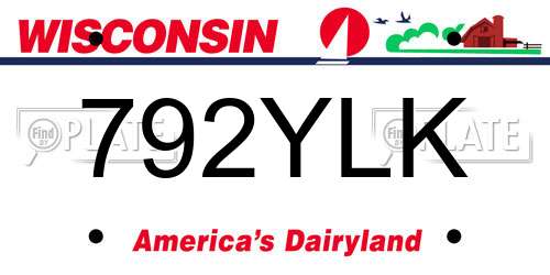 792YLK Wisconsin License Plate