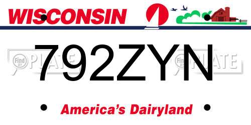792ZYN Wisconsin License Plate