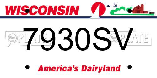 7930SV Wisconsin License Plate