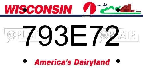 793E72 Wisconsin License Plate