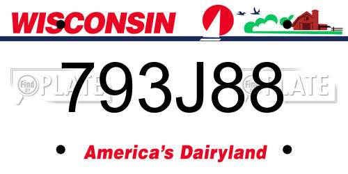 793J88 Wisconsin License Plate