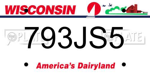 793JS5 Wisconsin License Plate
