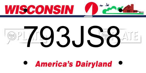 793JS8 Wisconsin License Plate