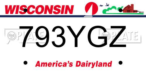 793YGZ Wisconsin License Plate