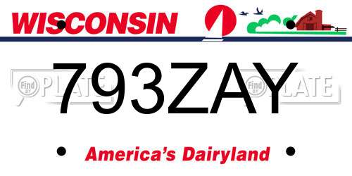 793ZAY Wisconsin License Plate