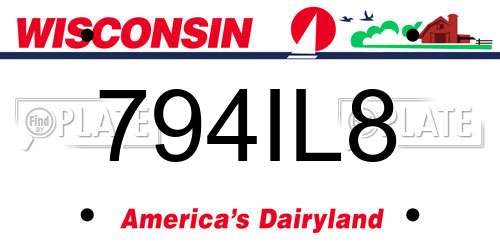 794IL8 Wisconsin License Plate