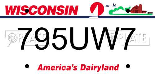 795UW7 Wisconsin License Plate